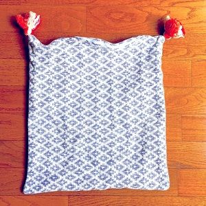 Throw Pillow Woven Diamond Blue and Cream Cover